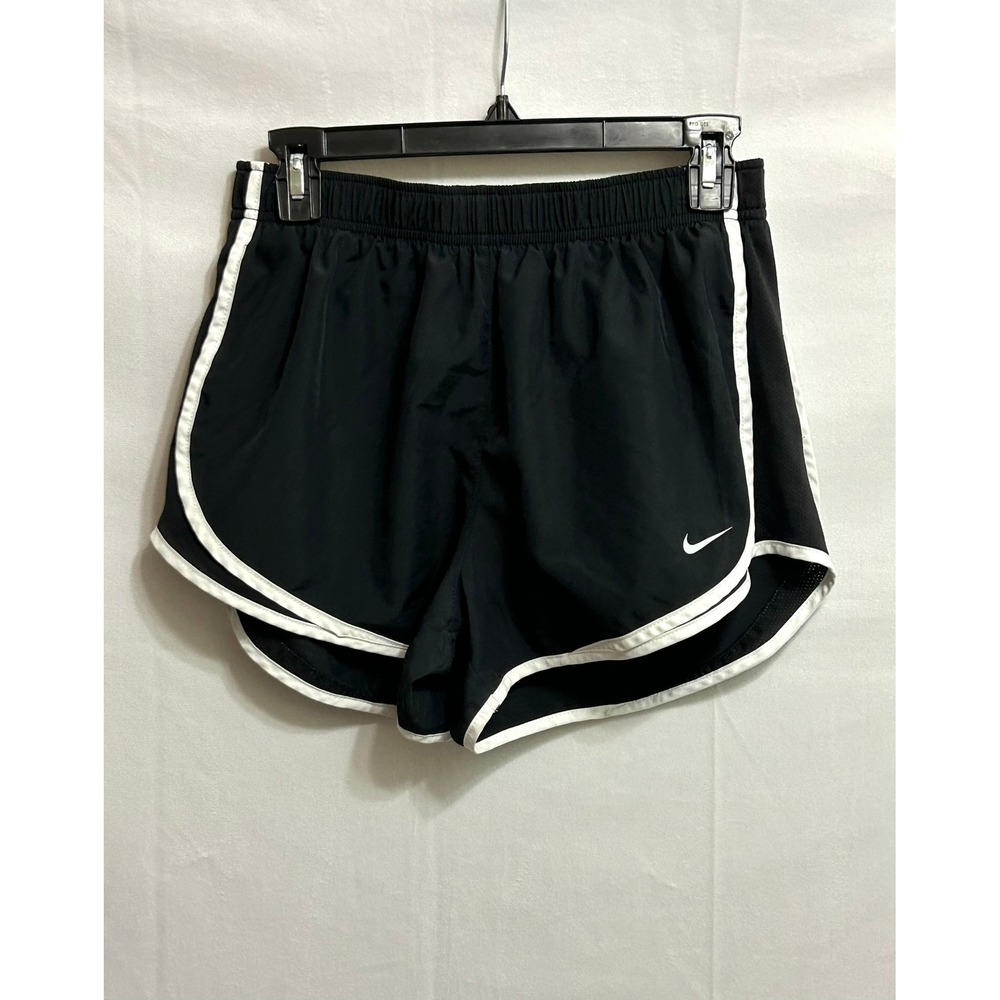 Nike Womens Tempo Running Shorts Black White Elastic Waist Athletic Size Small